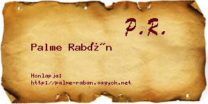 Palme Rabán névjegykártya